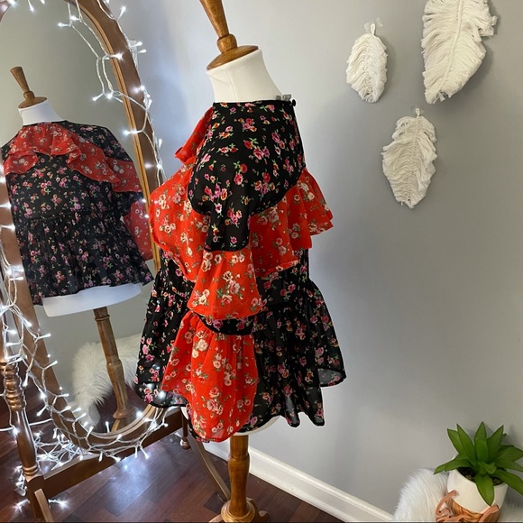 🍁 ASOS mix and match floral tiered ruffle swing top - Picture 8 of 11